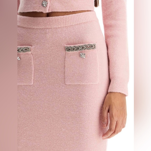 Self-Portrait Blush Pink knit Pencil Skirt size M - Picture 9 of 11